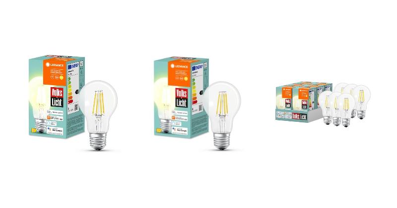 Preisvergleich: LEDVANCE VolksLicht E27 LED Lampe | Bluetooth | Warmweiss | Steuerbar [6er-Pack]
